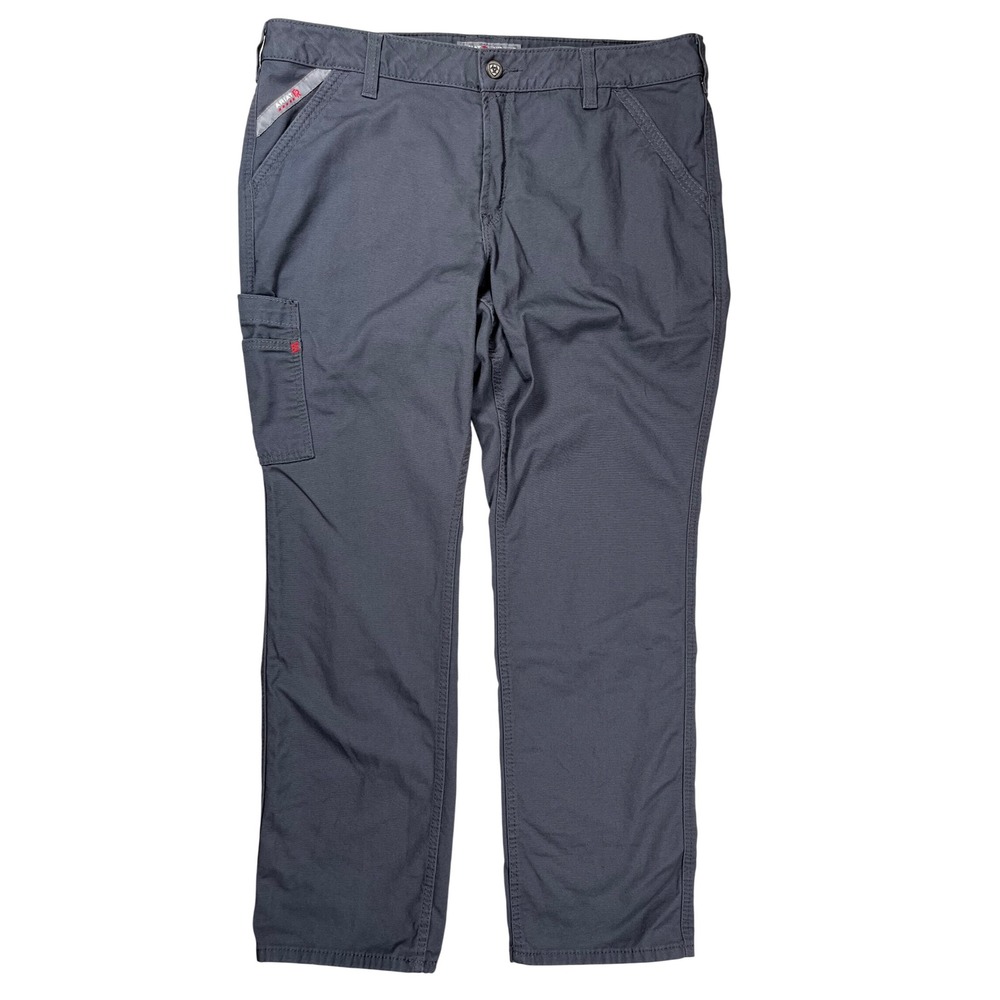 Ariat FR Work Pants Women 34R Grey Mid Rise Straight Flame Resistant Utility